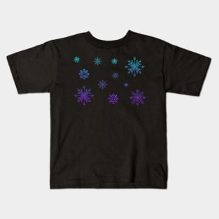 Purple Blue Ombre Faux Glitter Snowflakes Kids T-Shirt